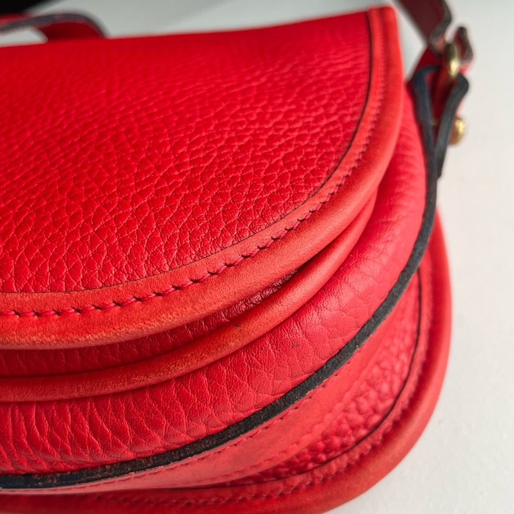 Dooney and Bourke awl Leather Red Saddle equestrian flap Crossbody bag - Picture 5 of 16